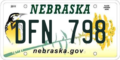 NE license plate DFN798
