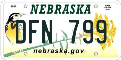 NE license plate DFN799