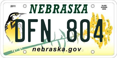 NE license plate DFN804