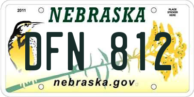 NE license plate DFN812