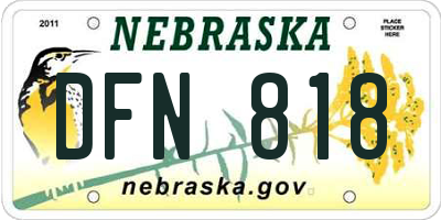 NE license plate DFN818