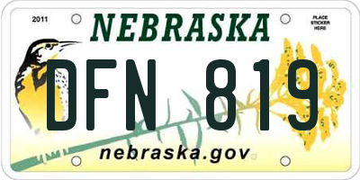NE license plate DFN819