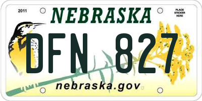 NE license plate DFN827