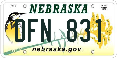 NE license plate DFN831