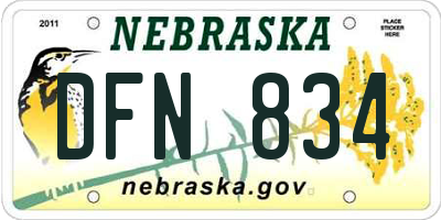 NE license plate DFN834
