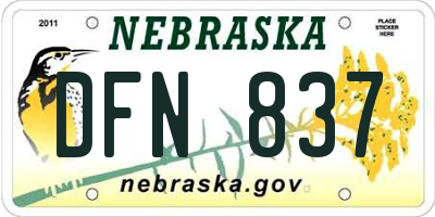 NE license plate DFN837