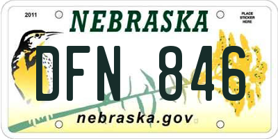 NE license plate DFN846