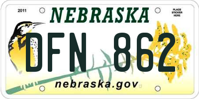 NE license plate DFN862