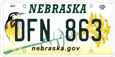 NE license plate DFN863