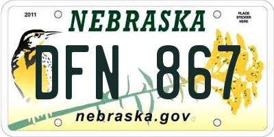 NE license plate DFN867