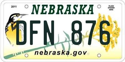 NE license plate DFN876