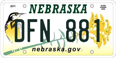 NE license plate DFN881