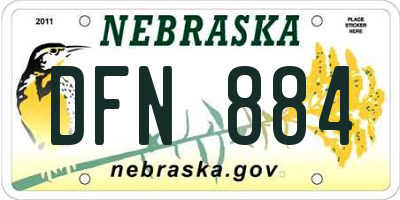 NE license plate DFN884