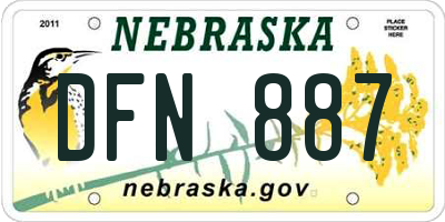 NE license plate DFN887