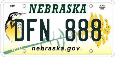 NE license plate DFN888