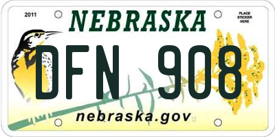 NE license plate DFN908