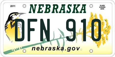 NE license plate DFN910