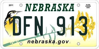NE license plate DFN913