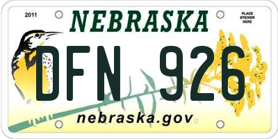 NE license plate DFN926