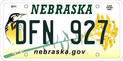 NE license plate DFN927