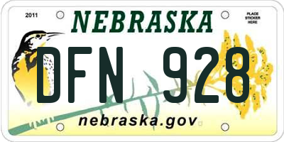 NE license plate DFN928