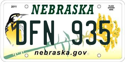 NE license plate DFN935