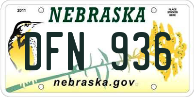 NE license plate DFN936