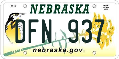 NE license plate DFN937