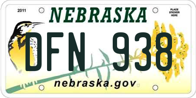 NE license plate DFN938