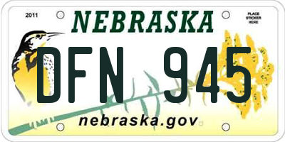 NE license plate DFN945