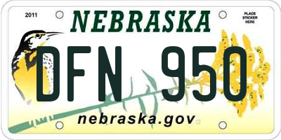 NE license plate DFN950