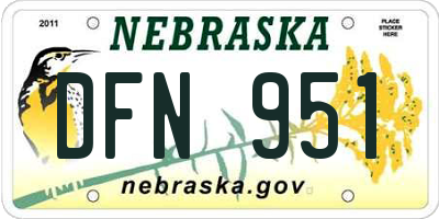 NE license plate DFN951