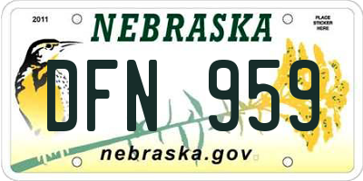 NE license plate DFN959