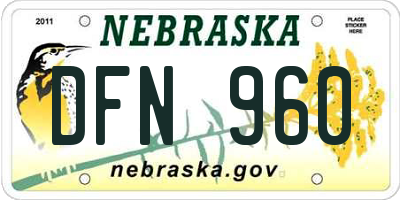 NE license plate DFN960