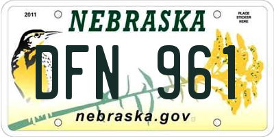 NE license plate DFN961