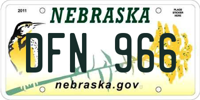 NE license plate DFN966