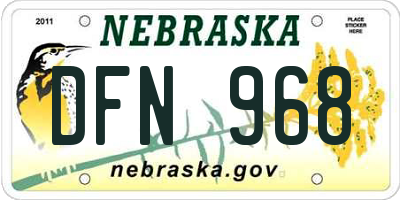 NE license plate DFN968
