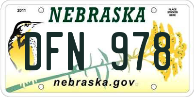 NE license plate DFN978