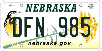 NE license plate DFN985