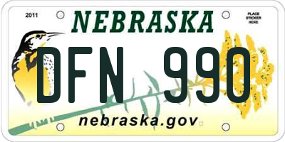 NE license plate DFN990
