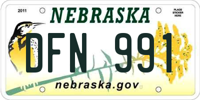 NE license plate DFN991