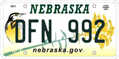 NE license plate DFN992