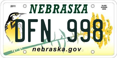 NE license plate DFN998