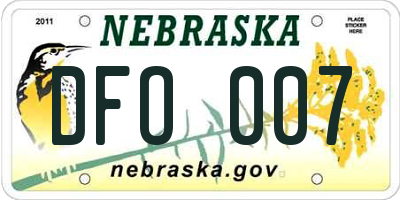 NE license plate DFO007