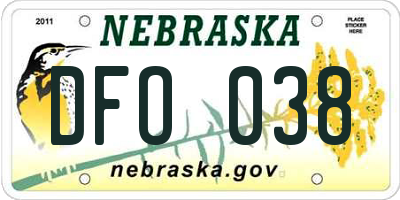 NE license plate DFO038