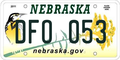 NE license plate DFO053