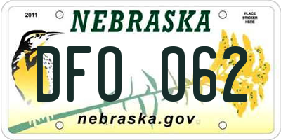 NE license plate DFO062