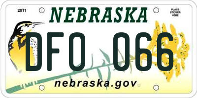 NE license plate DFO066