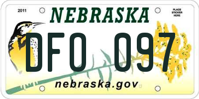 NE license plate DFO097