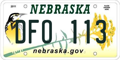 NE license plate DFO113
